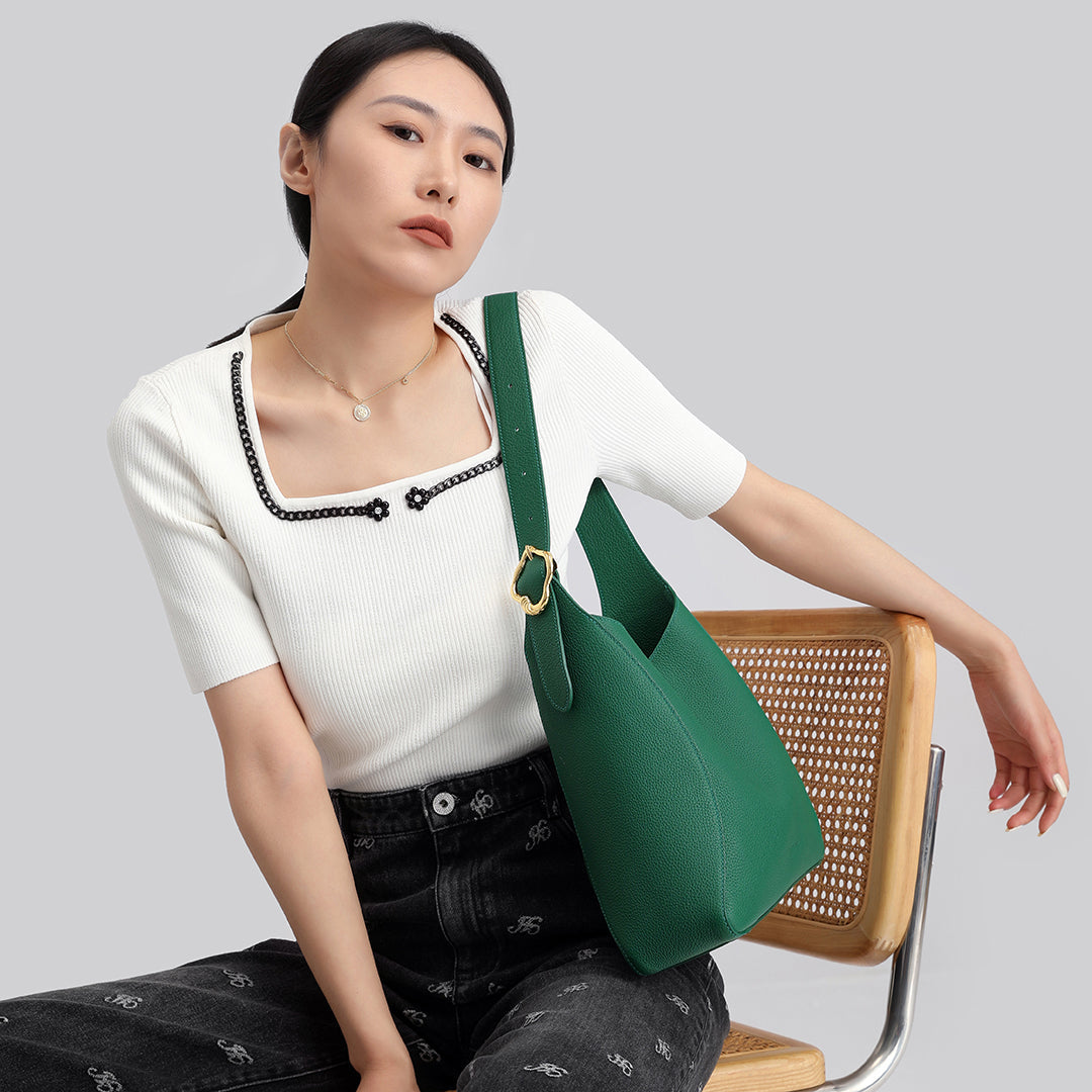 TOGO Leather Designer Tote Bag - Milk Tea