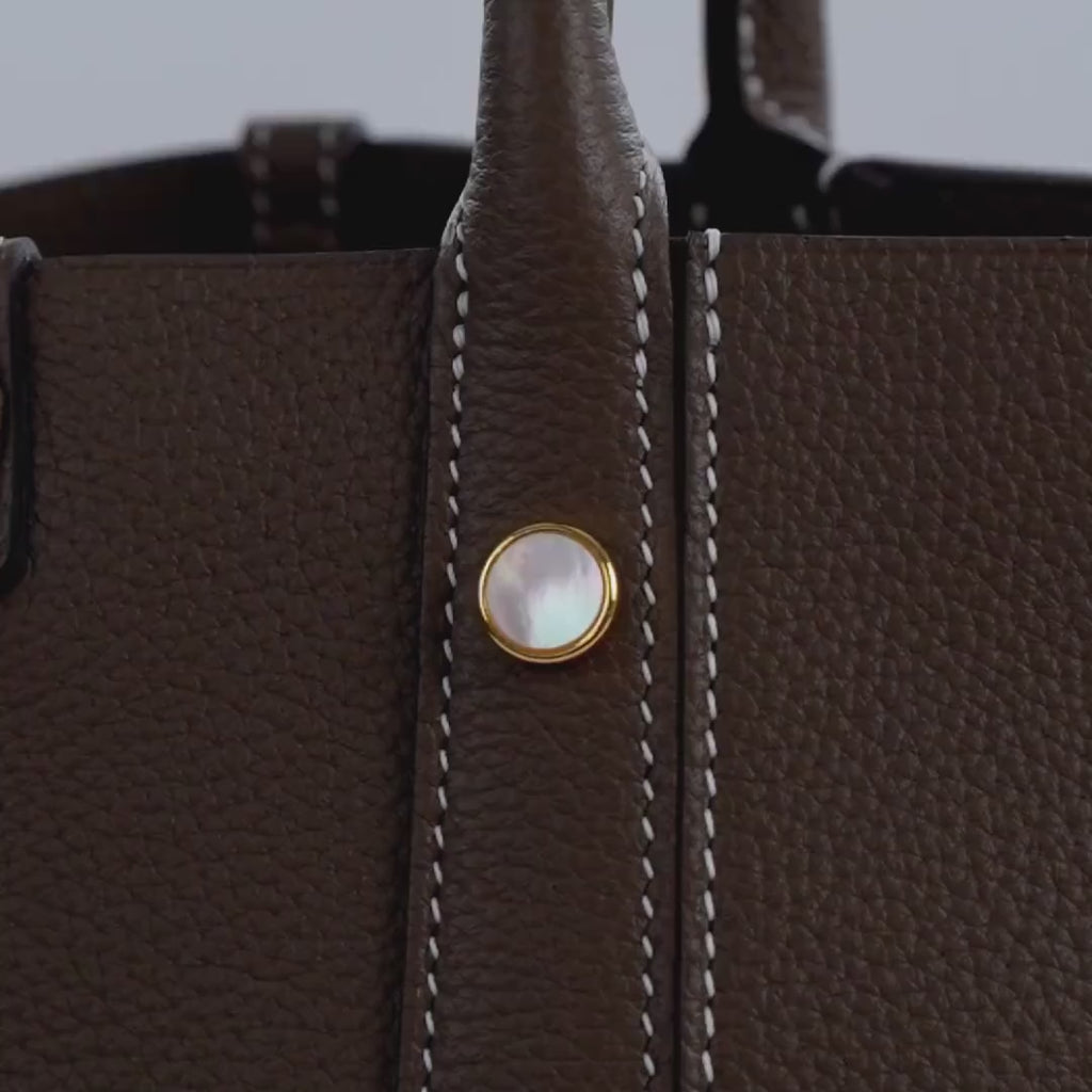 Hermes Hermes Garden Party PM Chocolate Brown Togo Leather Hand Bag